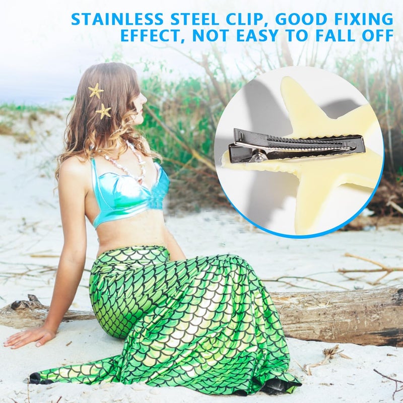 OBTANIM 2 Pcs Starfish Hair Clip Resin Beach Sea Star Hair Pins Mermaid Hair Clips Accessories for Women and Girls - Image 4